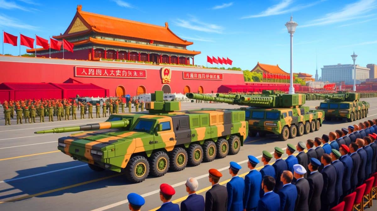 « La parade militaire chinoise » révèle des armes secrètes qui bouleversent l’équilibre stratégique mondial : les experts tirent la sonnette d’alarme Illustration de la parade militaire en Chine commémorant le 80e anniversaire de la victoire sur le Japon.