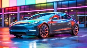 Illustration de l'introduction de la nouvelle batterie de 84 kWh par Tesla sur ses modèles phares.
