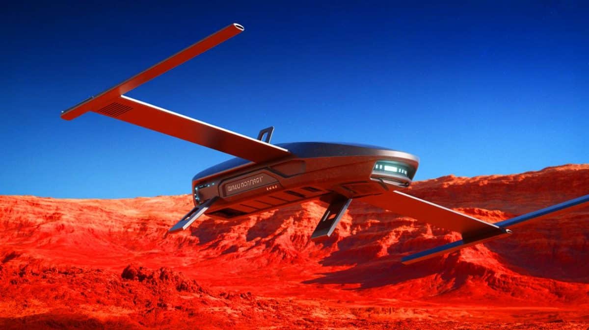 Illustration de MAGGIE, l'engin volant innovant destiné à explorer Mars.