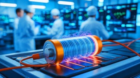 Illustration de l'amélioration des performances des batteries zinc-ion grâce à une modification moléculaire innovante.