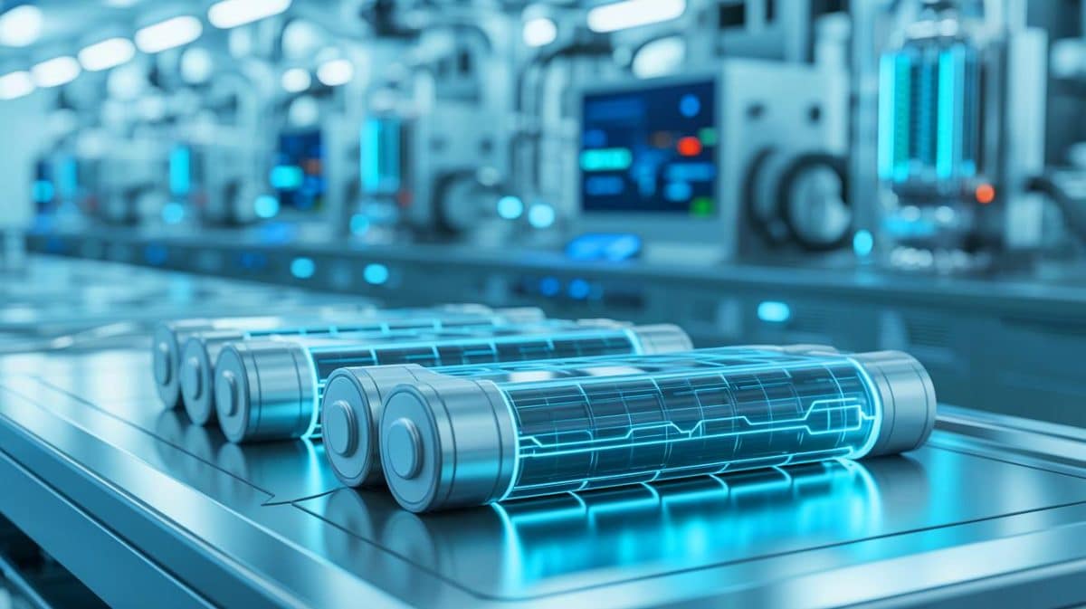« Une batterie au sodium à l’état solide dévoilée » : l’alternative au lithium qui promet un stockage moins cher et plus durable Illustration de batteries au sodium à l'état solide développées pour remplacer les dispositifs énergétiques au lithium.