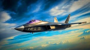 Illustration de la conception du chasseur furtif F-47 développé par Boeing dans le cadre du programme NGAD.