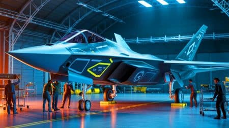 « Derrière la Méditerranée, un adversaire du Rafale s’impose » : le KAAN turc révèle ses ambitions aériennes en 2025 Illustration de l'avion de chasse furtif KAAN en construction dans les ateliers de TUSAŞ à Ankara.