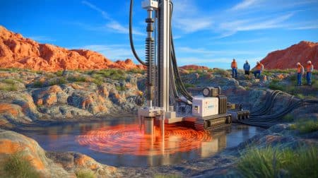 « Une énergie 50 000 fois supérieure à nos besoins » : les États-Unis testent un gyrotron laser pour révolutionner la fusion nucléaire Illustration de la technologie de forage par ondes millimétriques de Quaise Energy transformant le granite en vapeur.