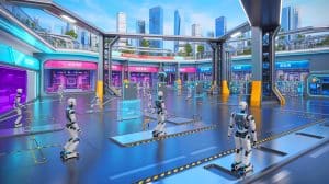 Illustration de camps d'entraînement pour robots humanoïdes en Chine.