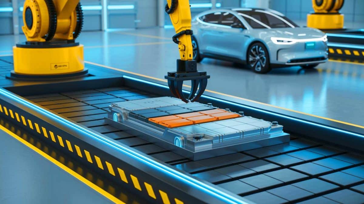 « Le Royaume-Uni fabrique ses premières batteries EV recyclées » : une percée qui réduit les émissions carbone de 32 % Illustration de la première batterie de voiture électrique fabriquée au Royaume-Uni à partir de matériaux recyclés.
