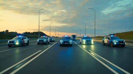 « À bord des véhicules les plus puissants de la gendarmerie » : une flotte française entre vitesse, sécurité et haute technologie Illustration de la flotte diversifiée de véhicules de la gendarmerie nationale.