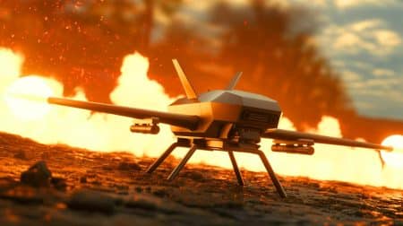 « Ces robots brûleront tout » : Moscou alerte sur l’usage de lance-flammes autonomes par l’Ukraine, un tournant inquiétant Illustration de l'armée ukrainienne utilisant le drone terrestre Krampus pour moderniser ses opérations militaires.