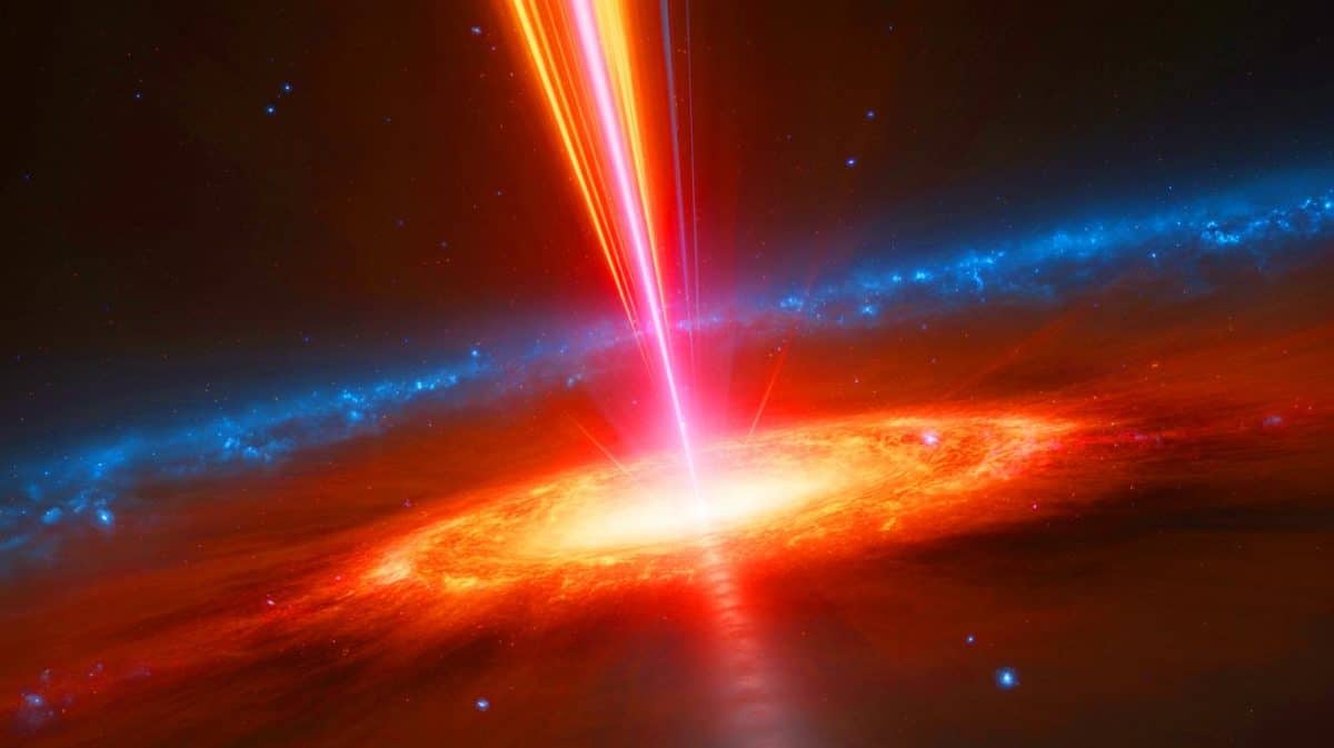 Illustration de sursauts gamma résultant de l'effondrement d'une étoile massive en trou noir.