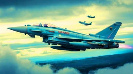 Illustration de la modernisation des Eurofighter Typhoon allemands avec des pods de ciblage Litening 5.