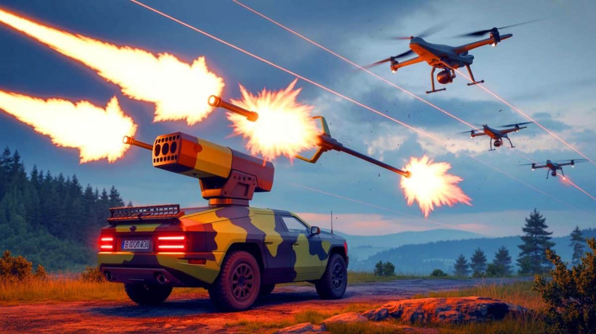 « Face à Moscou, la Pologne sort l’artillerie lourde » : un canon anti-drones de 3 600 coups/minute protège ses frontières Illustration de la mitrailleuse rotative anti-drones Zwalczania Dronów de la Pologne.