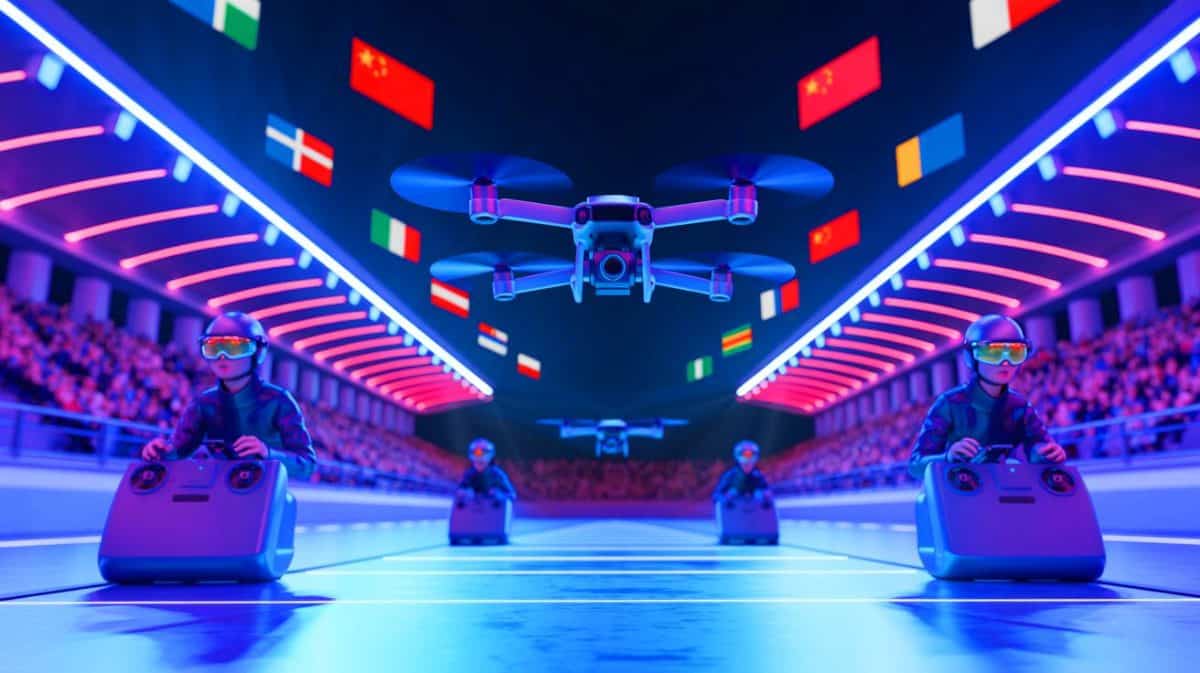 « Des drones à plus de 300 km/h » : la Chine accueille pour la première fois la Coupe du monde FAI, sport du futur Illustration de la Coupe du monde de course de drones FAI à Shanghai.