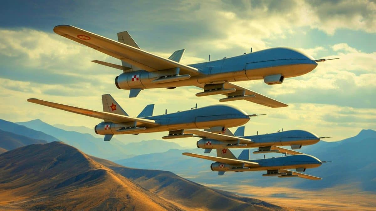Illustration de la transformation des chasseurs soviétiques J-6 en drones supersoniques autonomes par la Chine.