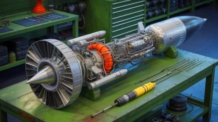 Illustration de l'accélération de la production du moteur-fusée Mk 104 pour le programme de missiles Standard.