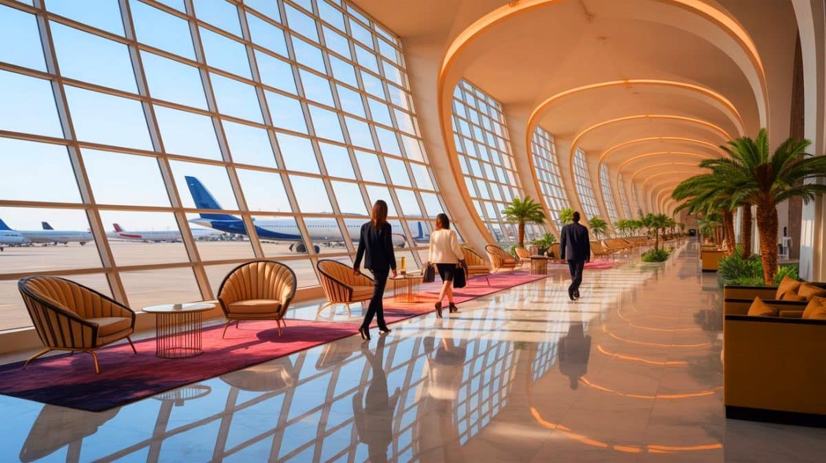 « Les 10 aéroports les plus luxueux du monde » : entre palaces, spas et boutiques, le voyage commence avant l’embarquement Illustration de l'opulence des aéroports de luxe transformant l'attente en expérience inégalée.