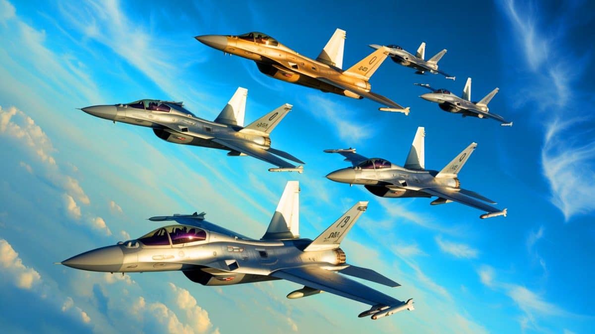 Illustration de la puissance et de la technologie avancée des avions de chasse américains.