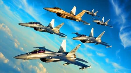 « Le véritable coût des avions de chasse américains » : les chiffres secrets d’une puissance technologique hors norme Illustration de la puissance et de la technologie avancée des avions de chasse américains.