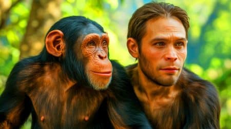 « Partageons-nous vraiment 99 % de notre ADN avec le chimpanzé » : les scientifiques révèlent une vérité plus complexe qu’il n’y paraît Illustration de la similitude génétique entre humains et chimpanzés.