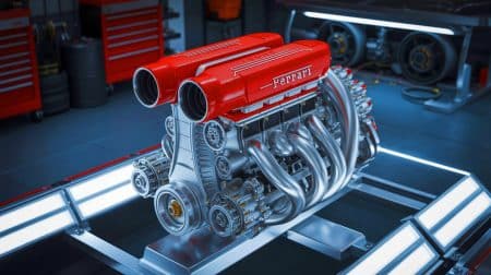 « Ferrari ose la folie » : un moteur V12 à pistons ovales breveté, une invention qui bouleverse les règles de la mécanique Illustration de l'innovation de Ferrari avec des pistons oblongs pour optimiser la performance des moteurs V12.