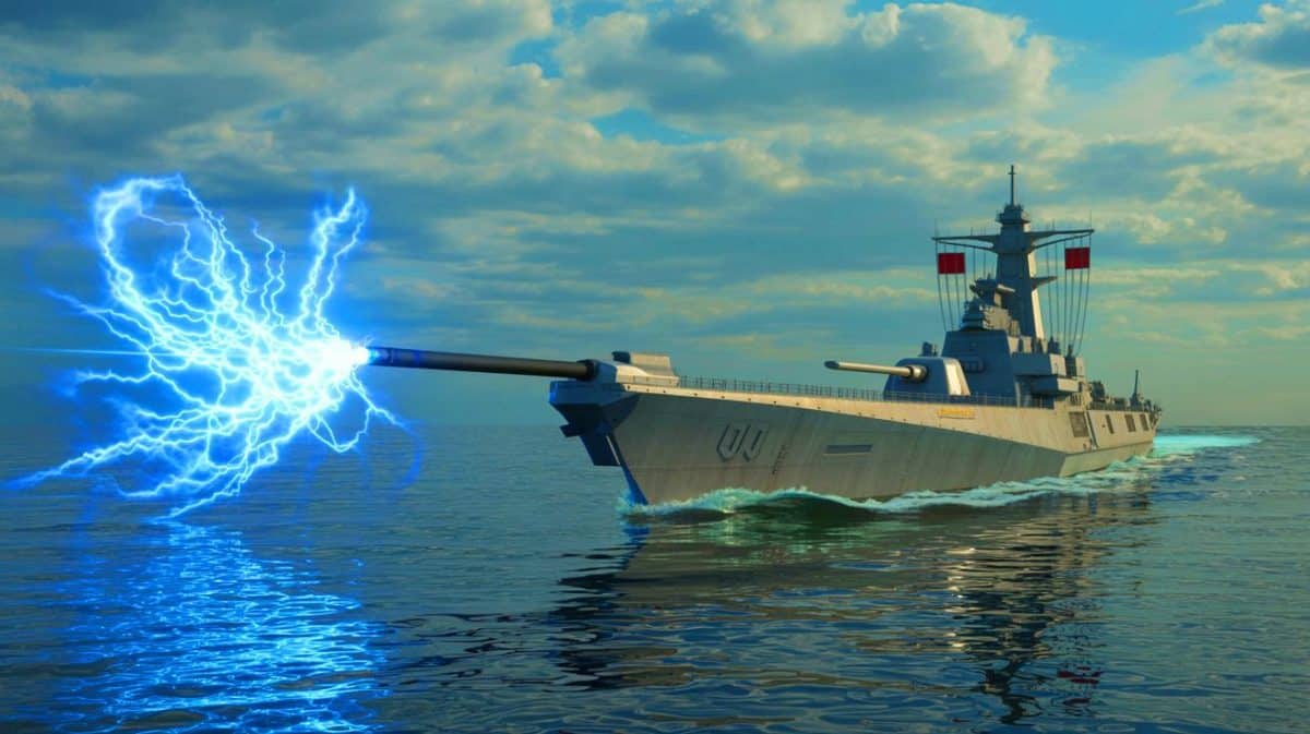« Tokyo teste une arme du futur en mer » : un railgun électromagnétique japonais tire plus vite que n’importe quel missile Illustration de la puissance du railgun japonais testé en mer, capable de tirer à Mach 7.