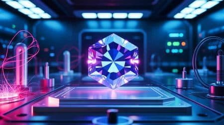 Illustration de la création du diamant météoritique, connu sous le nom de lonsdaléite, plus dur que le diamant terrestre.