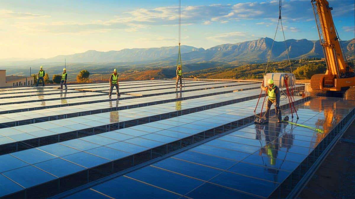 « Un géant français du BTP se réinvente en Espagne » : une expansion fulgurante dans le high-tech vert qui surprend tout le secteur Illustration de la transformation d'Eiffage en acteur de l'énergie intelligente en Espagne.