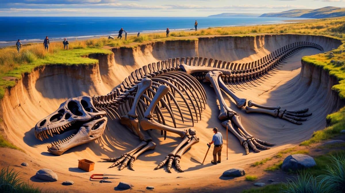 « Un pingouin géant vieux de 3 millions d’années découvert en Nouvelle-Zélande » : les chercheurs dévoilent une espèce disparue fascinante Illustration de la découverte d'un fossile de grand pingouin en Nouvelle-Zélande.