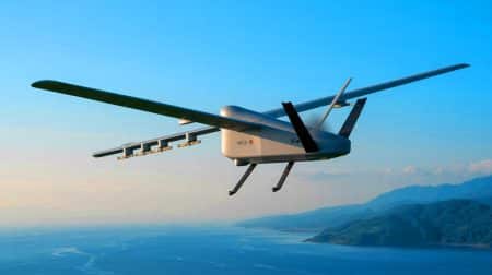 Illustration de l'intégration du drone Heron MK2 dans les capacités de défense du Japon.