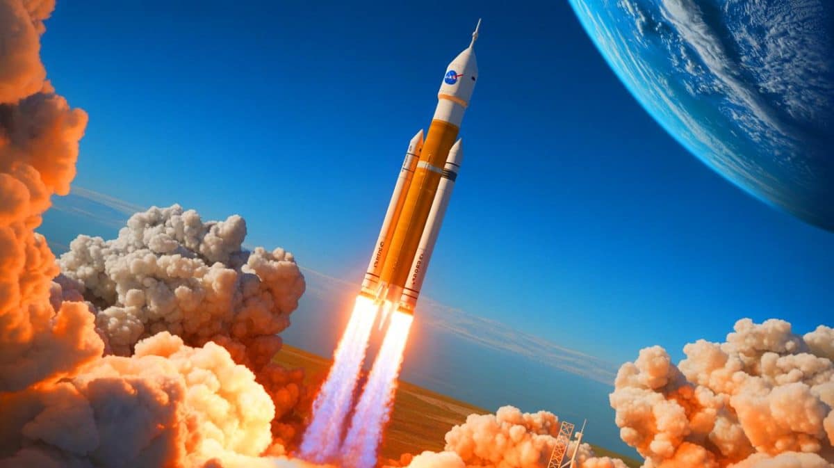 Les dynamiques orbitales au secours de la prochaine mission martienne de la NASA : un exploit technologique fascinant Illustration de la mission ESCAPADE de la NASA à bord de la fusée New Glenn de Blue Origin sur le pas de tir.