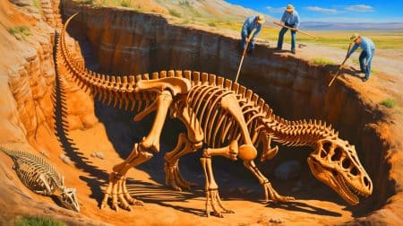 Les momies de dinosaures du Wyoming révèlent une nouvelle perspective sur les espèces à bec de canard Illustration de l'Edmontosaurus annectens avec ses caractéristiques anatomiques révélées par les fossiles du Wyoming.