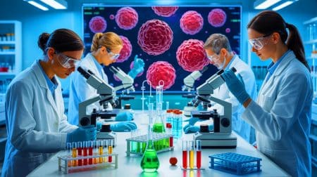 Percée médicale majeure : vers une rémission durable du VIH, un espoir renouvelé pour des millions de personnes Illustration de cellules T infectées par le VIH.