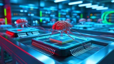 Bio-ordinateur révolutionnaire : des neurones humains pour transformer notre approche de la technologie et du quotidien Illustration de l'intégration de neurones humains dans le bio-ordinateur CL1 de Cortical Labs.