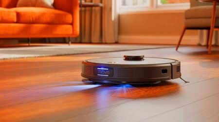 L’aspirateur robot E40 Ultra de Mova : une révolution abordable pour un nettoyage performant et accessible à tous Illustration de l’aspirateur robot E40 Ultra de Mova, un modèle abordable et performant.