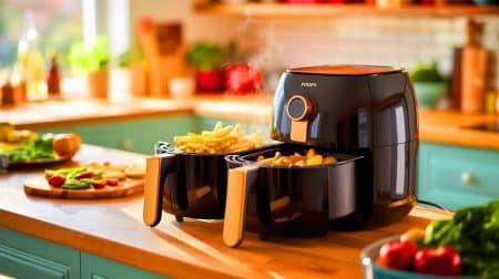 Illustration de l'Airfryer Philips Série 3000 en promotion, mettant en avant ses fonctionnalités innovantes en cuisine.