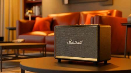 Illustration de l'enceinte Marshall Acton III avec son design vintage et sa qualité sonore exceptionnelle.