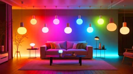 Philips Hue : profitez des méga promos sur deux packs d’éclairage pour illuminer votre quotidien avec style Illustration de l'installation d'un système d'éclairage connecté Philips Hue en promotion.